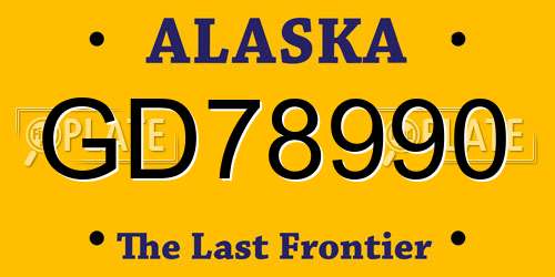 GD78990 Alaska License Plate