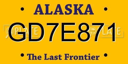 GD7E871 Alaska License Plate