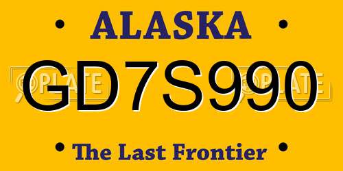 GD7S990 Alaska License Plate