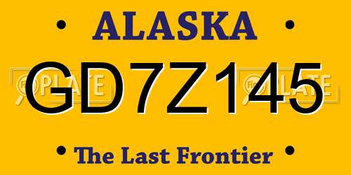 GD7Z145 Alaska License Plate
