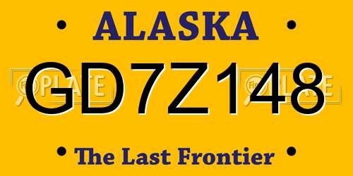 GD7Z148 Alaska License Plate