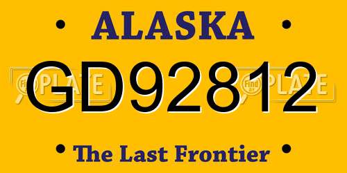 GD92812 Alaska License Plate