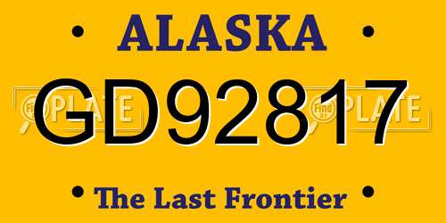 GD92817 Alaska License Plate