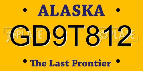 GD9T812 Alaska License Plate