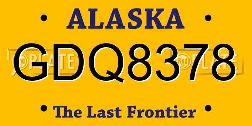 GDQ8378 Alaska License Plate