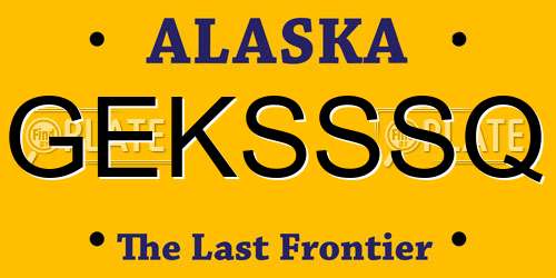 GEKSSSQ Alaska License Plate