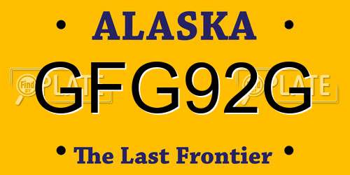 GFG92G Alaska License Plate