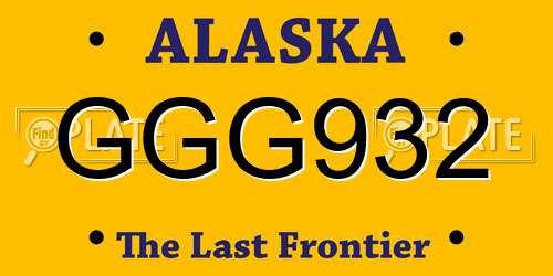 GGG932 Alaska License Plate