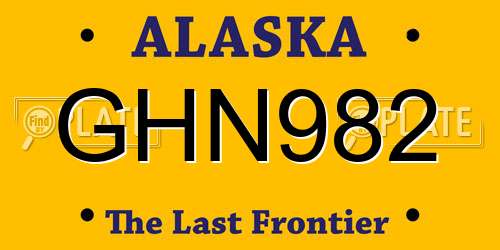 GHN982 Alaska License Plate