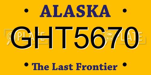 GHT5670 Alaska License Plate