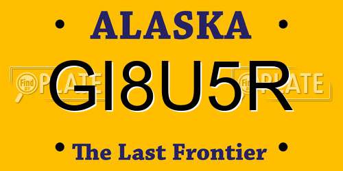 GI8U5R Alaska License Plate
