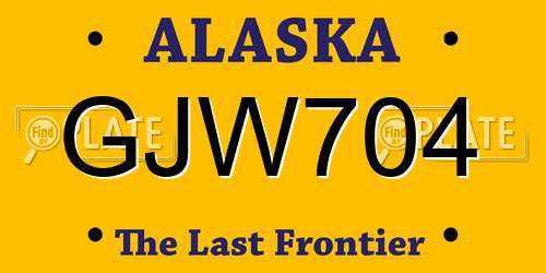 GJW704 Alaska License Plate