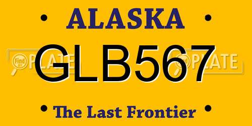 GLB567 Alaska License Plate