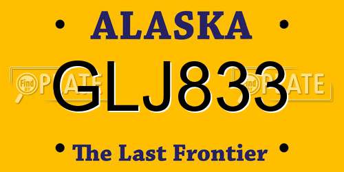 GLJ833 Alaska License Plate