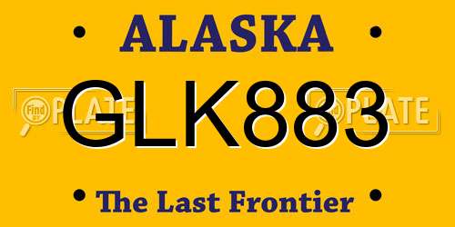 GLK883 Alaska License Plate