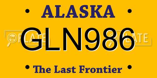 GLN986 Alaska License Plate