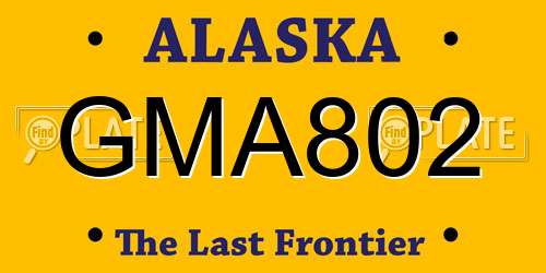 GMA802 Alaska License Plate