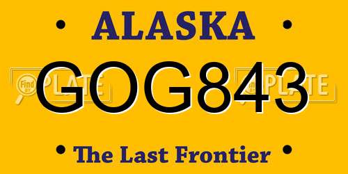 GOG843 Alaska License Plate