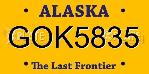 GOK5835 Alaska License Plate