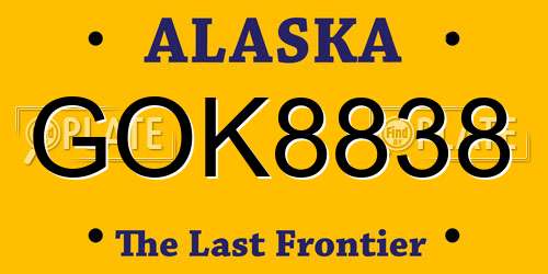 GOK8838 Alaska License Plate