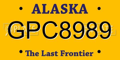 GPC8989 Alaska License Plate