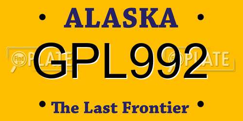 GPL992 Alaska License Plate