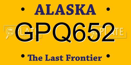 GPQ652 Alaska License Plate