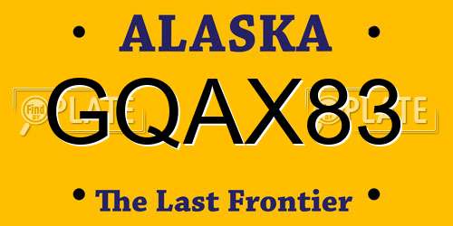 GQAX83 Alaska License Plate