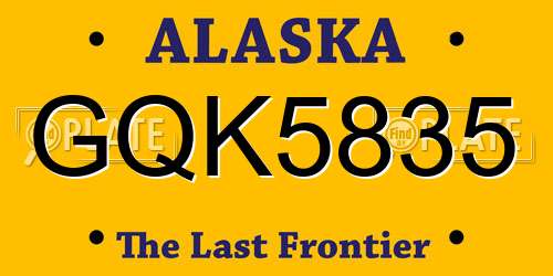 GQK5835 Alaska License Plate