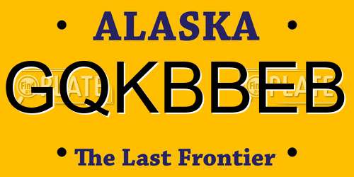 GQKBBEB Alaska License Plate