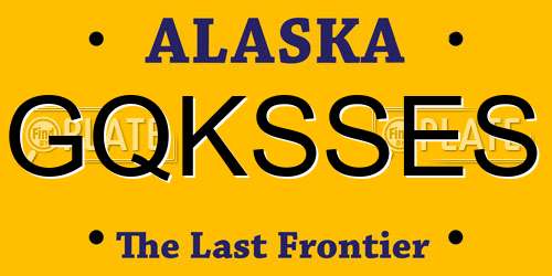 GQKSSES Alaska License Plate