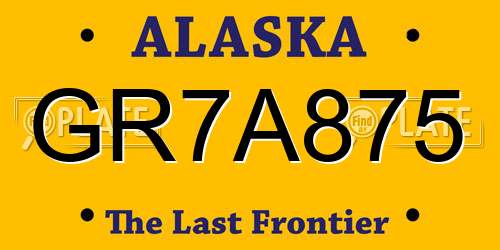 GR7A875 Alaska License Plate