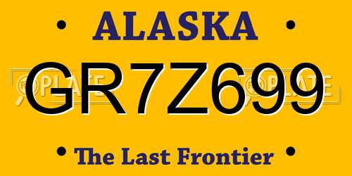 GR7Z699 Alaska License Plate