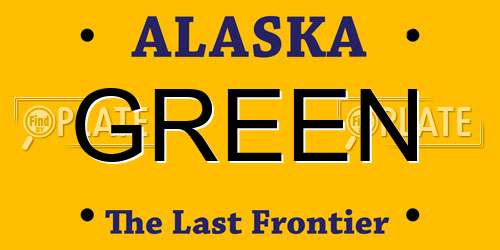 GREEN Alaska License Plate