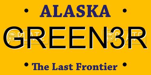GREEN3R Alaska License Plate