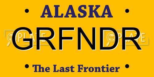 GRFNDR Alaska License Plate