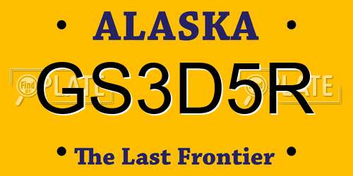 GS3D5R Alaska License Plate