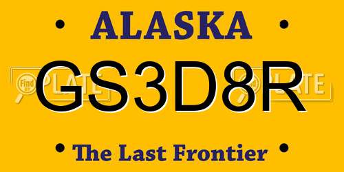 GS3D8R Alaska License Plate