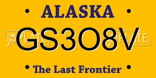 GS3O8V Alaska License Plate