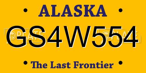 GS4W554 Alaska License Plate