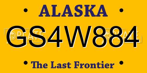 GS4W884 Alaska License Plate