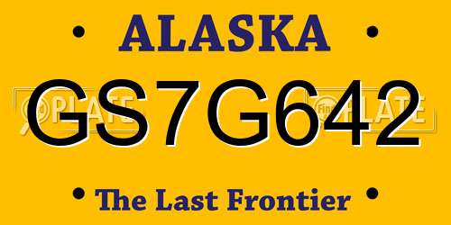 GS7G642 Alaska License Plate