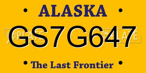 GS7G647 Alaska License Plate
