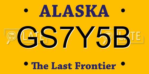 GS7Y5B Alaska License Plate