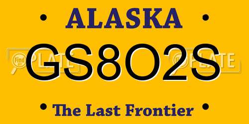 GS8O2S Alaska License Plate