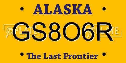 GS8O6R Alaska License Plate