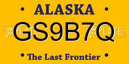 GS9B7Q Alaska License Plate