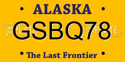 GSBQ78 Alaska License Plate