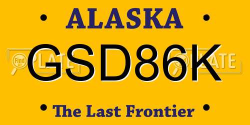 GSD86K Alaska License Plate
