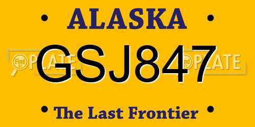 GSJ847 Alaska License Plate